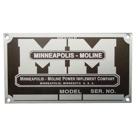 Aftermarket MMS032 Blank Serial Number Tag With 4 Rivets Fits Minneapolis Moline MMS032-STR
